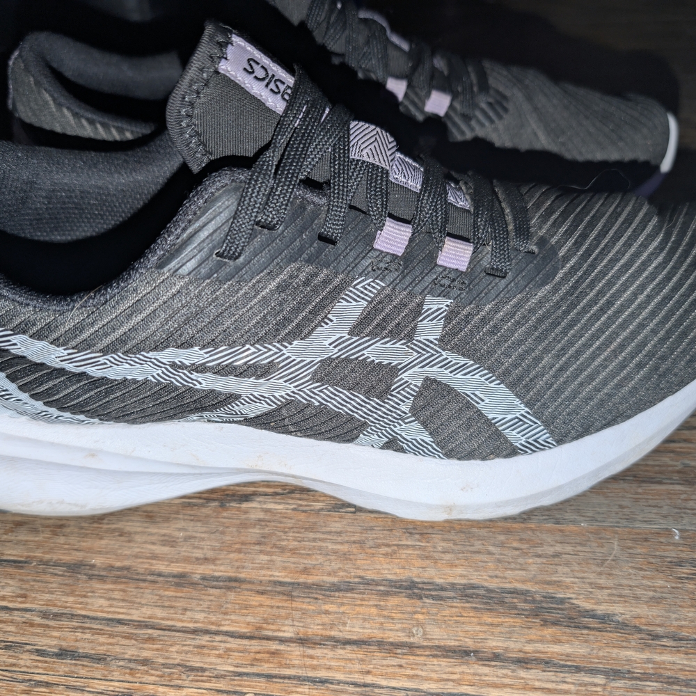 ASICS Women's Black Running Shoes with Light Blue and Lavender Accents